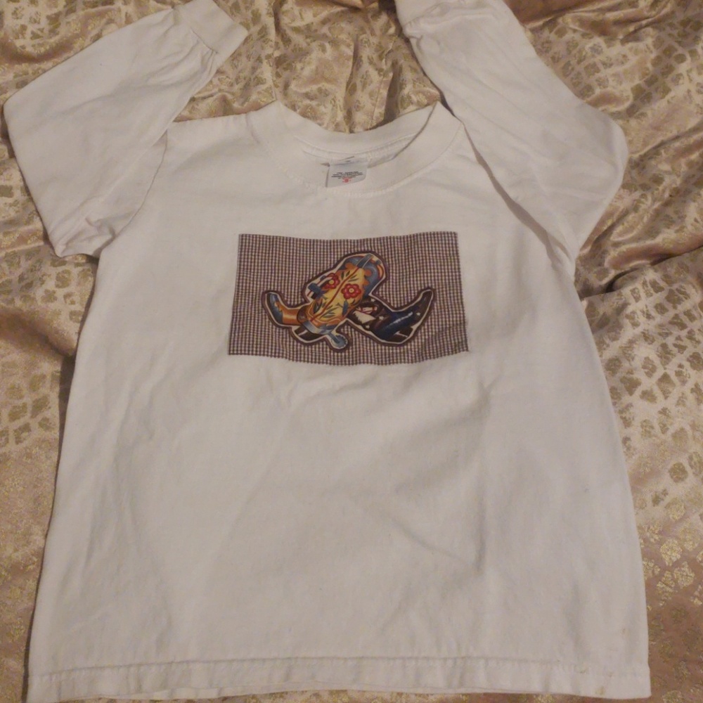 Custom made Boys LS tshirt with Cowboy boot app